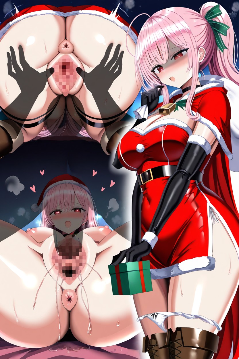 Full-face Blush, Choker With Cowbell And Green Ribbon, Pissing Hentai AI Porn
