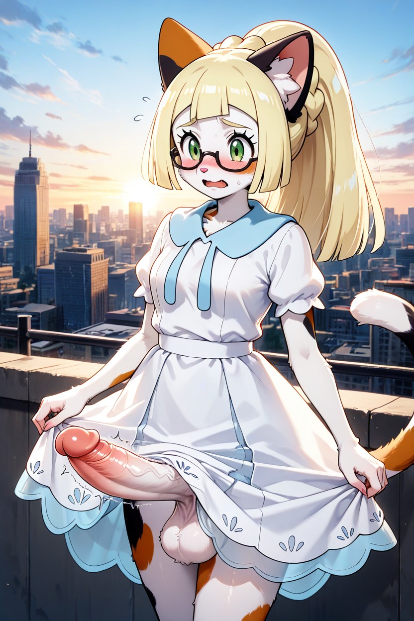 Fluffy Skin, Wearing White Dress, Furry Skin AI Porn