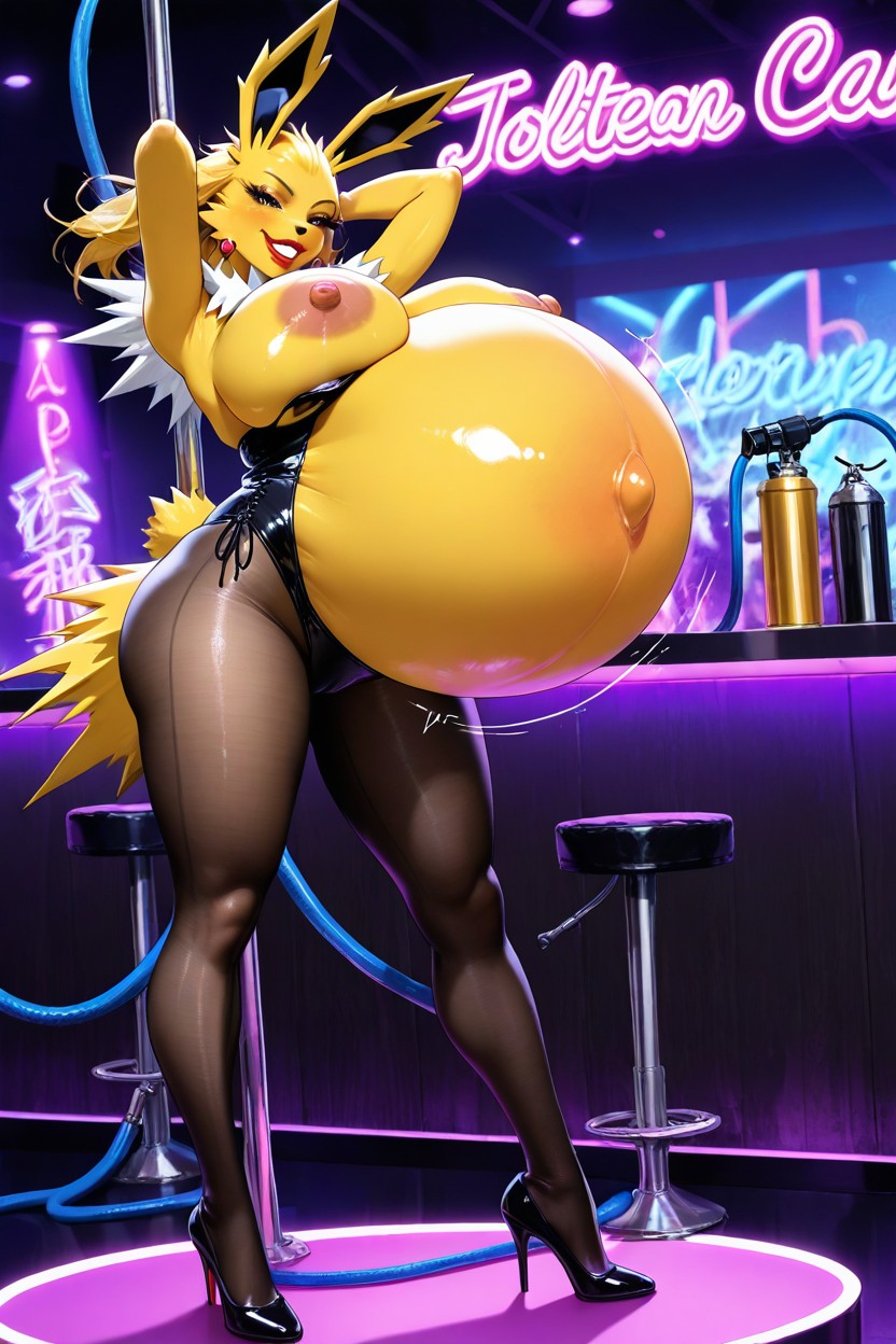 Bunny Costume, Red Lipstick, Popped Navel AI Porn