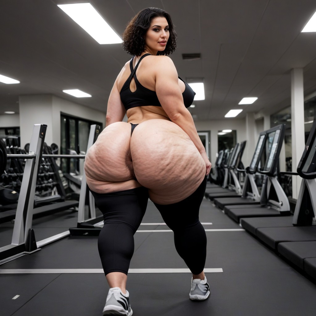 Laughing, Gym, Ass With Stretch Marks AI Porn