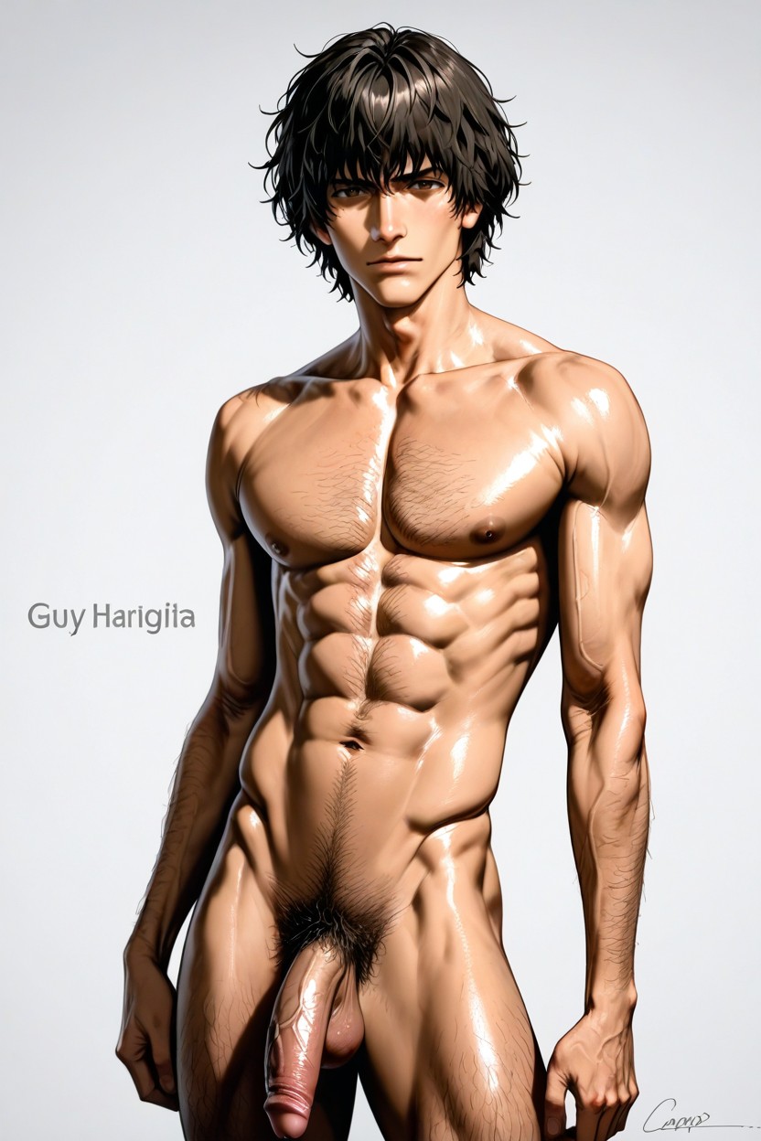 Foreskin Cover Half Of The Pink Glans, Well Lit Face, Toned Body AI Gay Porn
