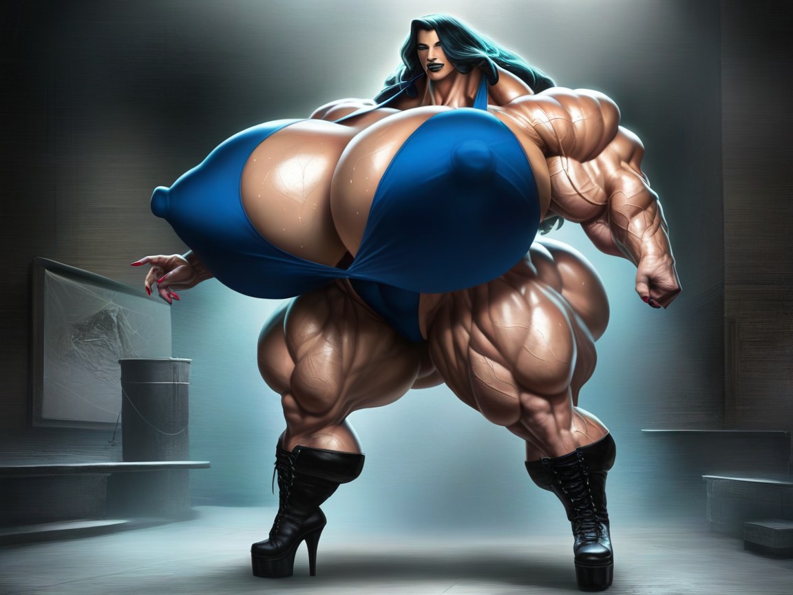 Breasts Expansion, Big Nippels, Massive Musclesmuscular Mega Massive Muscles Muscular Mega Female AI Porn