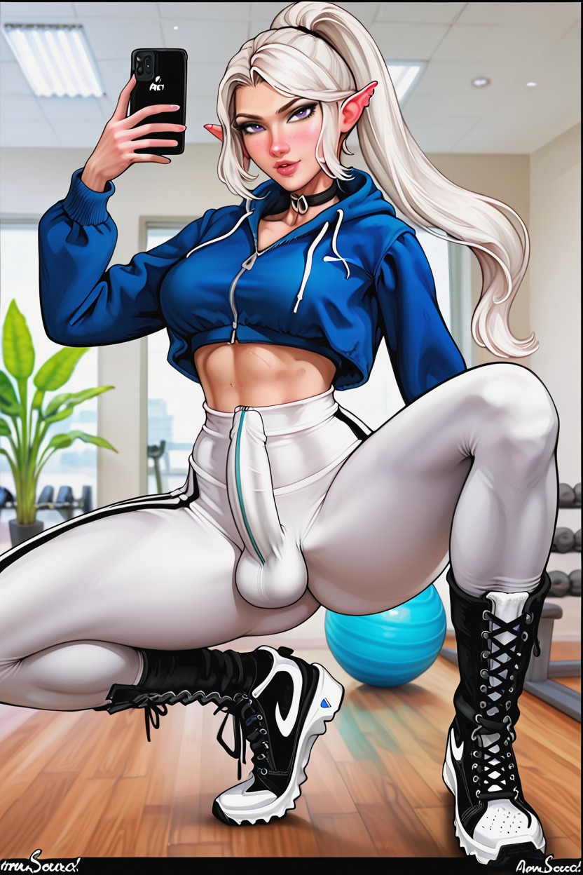Style Glasses, Seduction View, Medium Round Breasts Shemale AI Porn