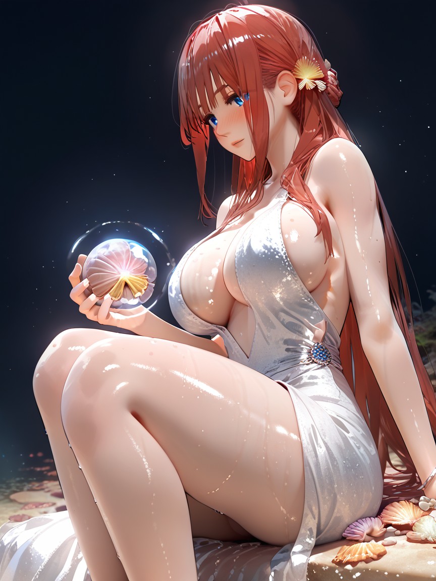 Loose Dress, Glowing Lights Inside Clam, Amazing Quality Hentai AI Porn