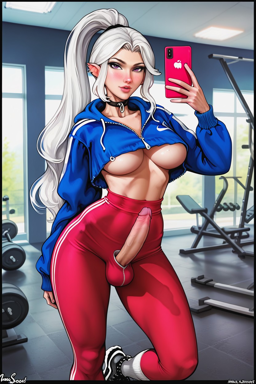 Fitness Gym, Super Hips, Futanari Eula Shemale AI Porn