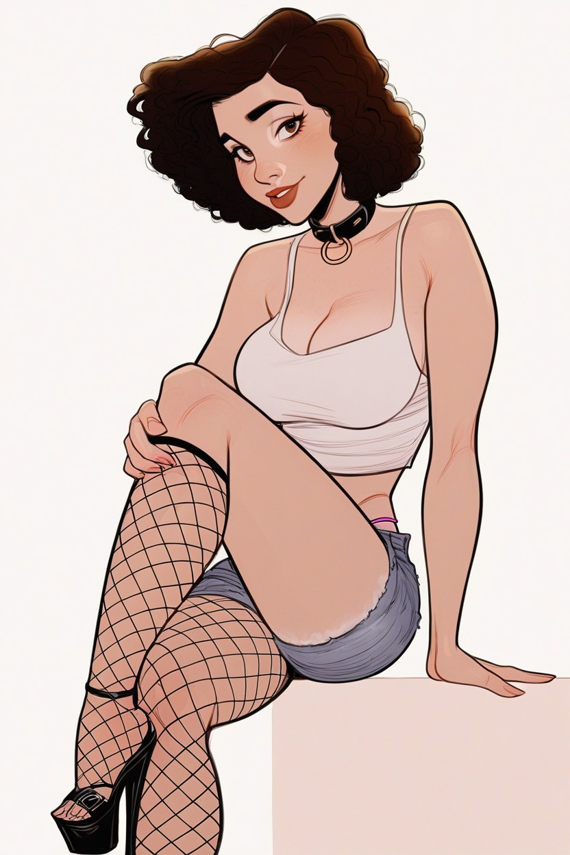 Pale Skin, Black Collar, Nude AI Porn