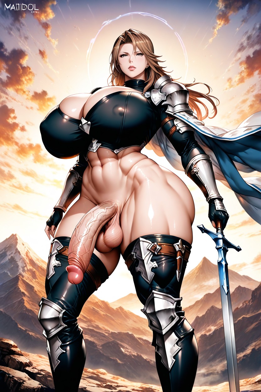 Long Thighs, Huge Cock, Futanari With Massive Cock And Massive Balls AI Porn