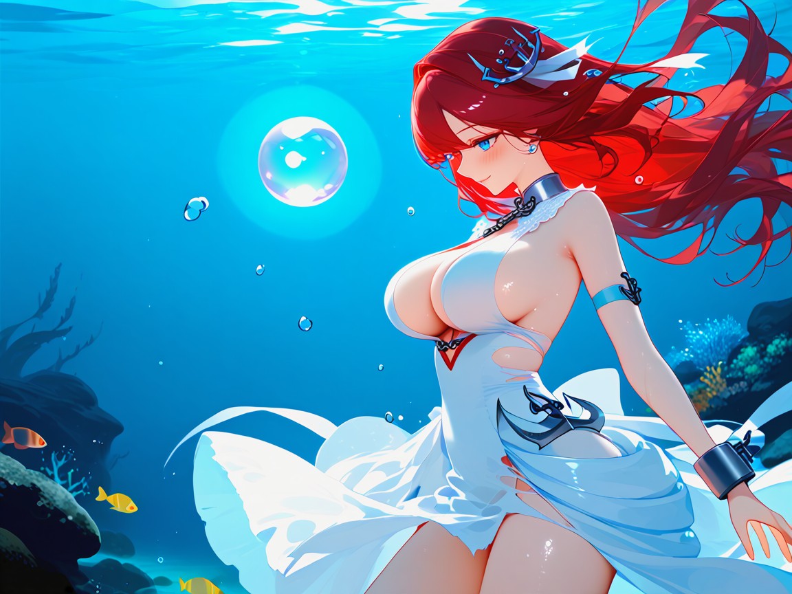 Newest, Extreme Blushing, Underwater Hair Physics Hentai AI Porn