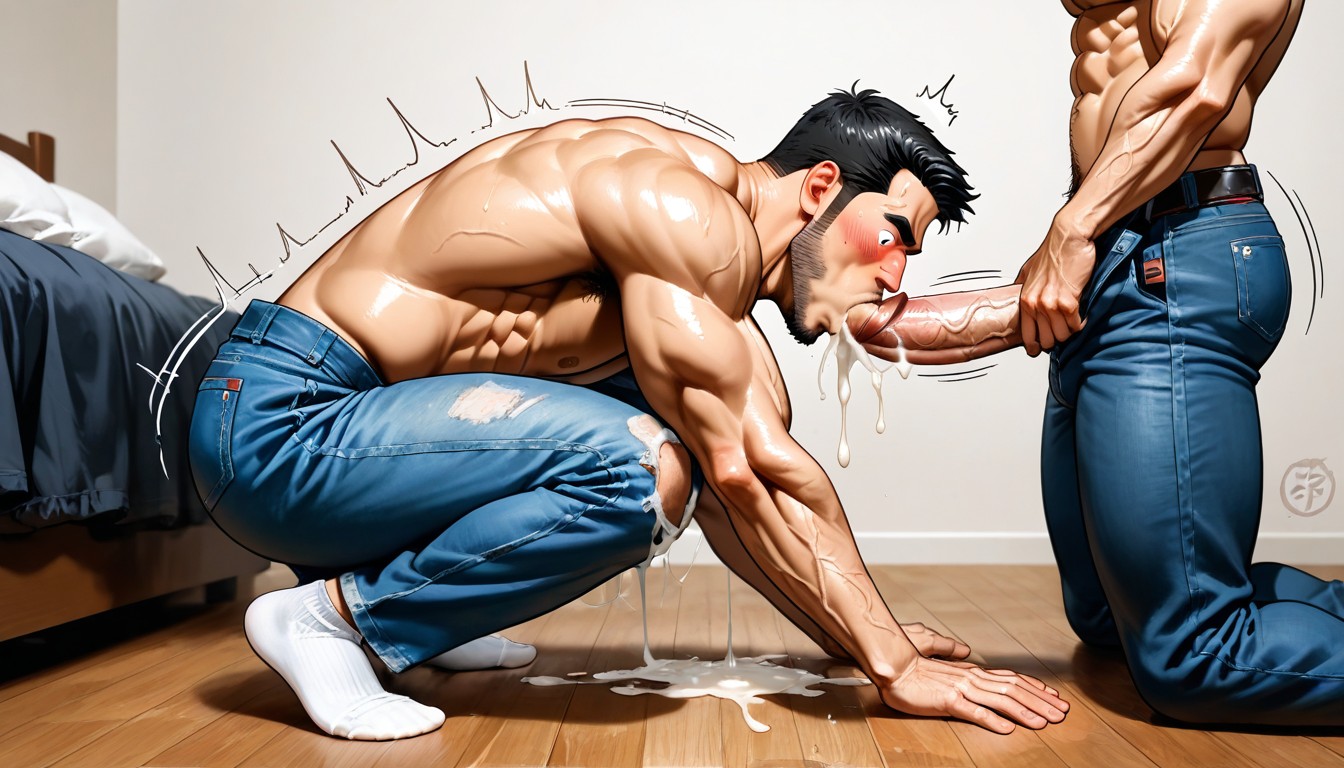 Socks, Cock Wider And Longer Than Body, Muscular Body AI Gay Porn