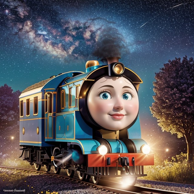 The Train Is Floating Among Stars And Galaxies, Single Page Comic, Elegant And Serene AI Porn