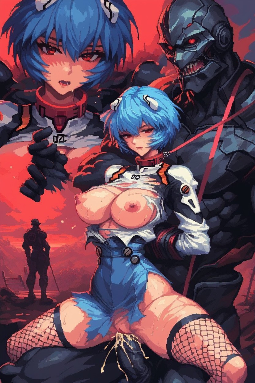 Collar, Multiple Images, Fishnet Stockings Hentai AI Porn