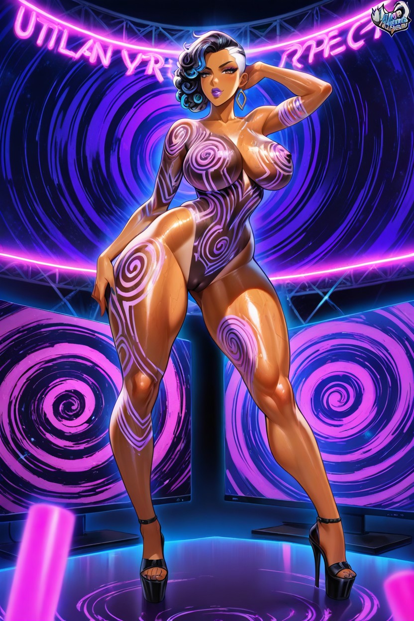 Fashion Show, Sexy Standing Pose, Spiral Patterned Thigh AI Porn