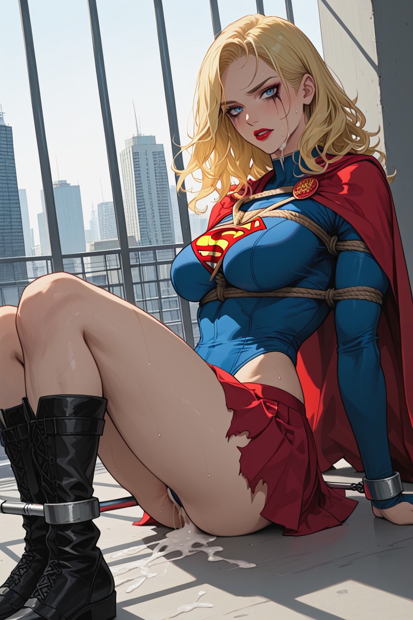 Visible Breath, Blue Superhero Costume, Cum In Hair Hentai AI Porn