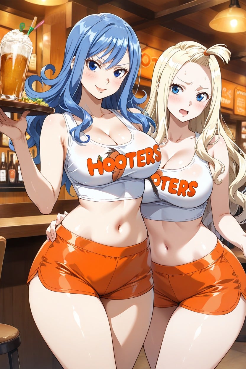 Exposed Navel, Natural Breast, Restaurant Hentai AI Porn