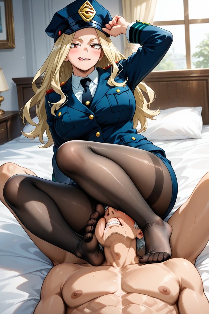 Looking At Viewer, Pelo Rubio, Stepping On Head Hentai IA