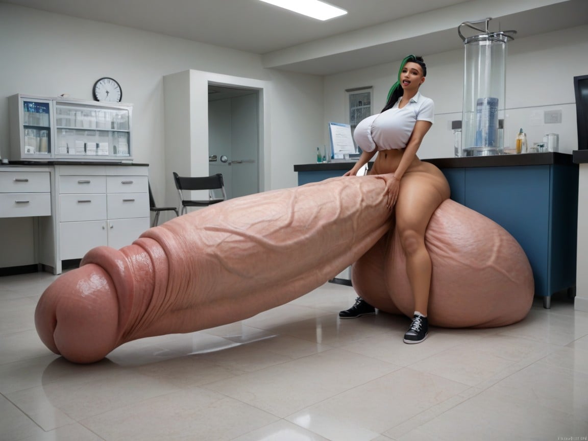 Impossibly Long Hyper Penis, Lab, Vanishing Point Shemale AI Porn