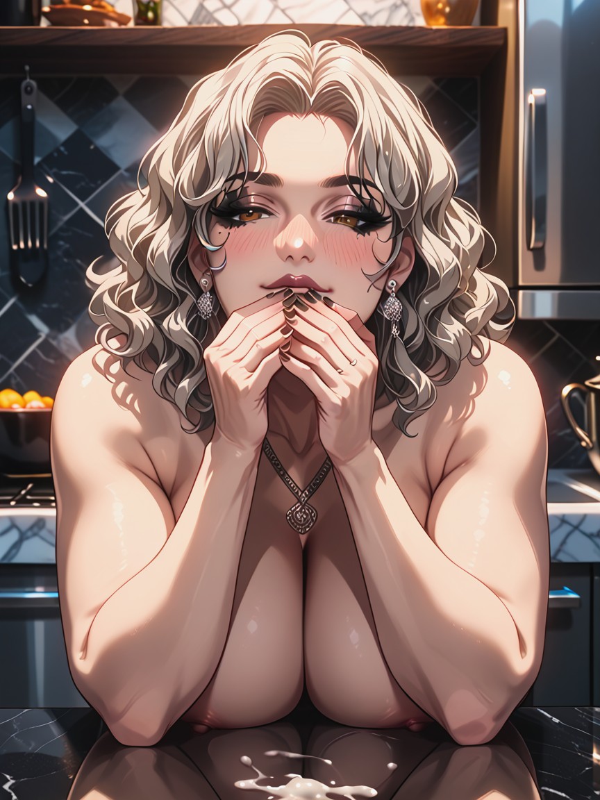 Slightly Chubby, Earrings, Seductive Face MILF AI Porn