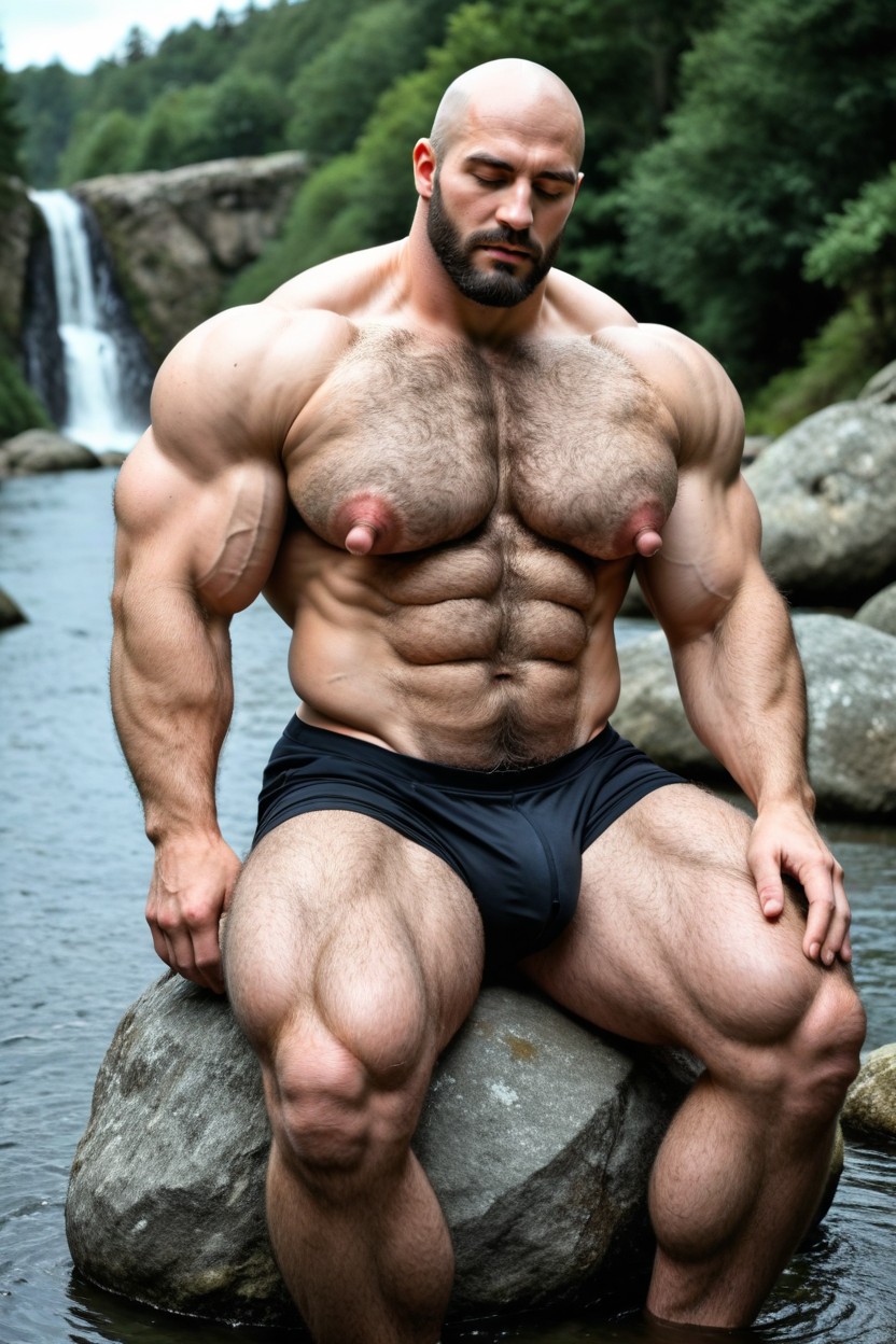 Tête Rasée, Rim Lighting, And Abdominal Muscles Porno IA Gay