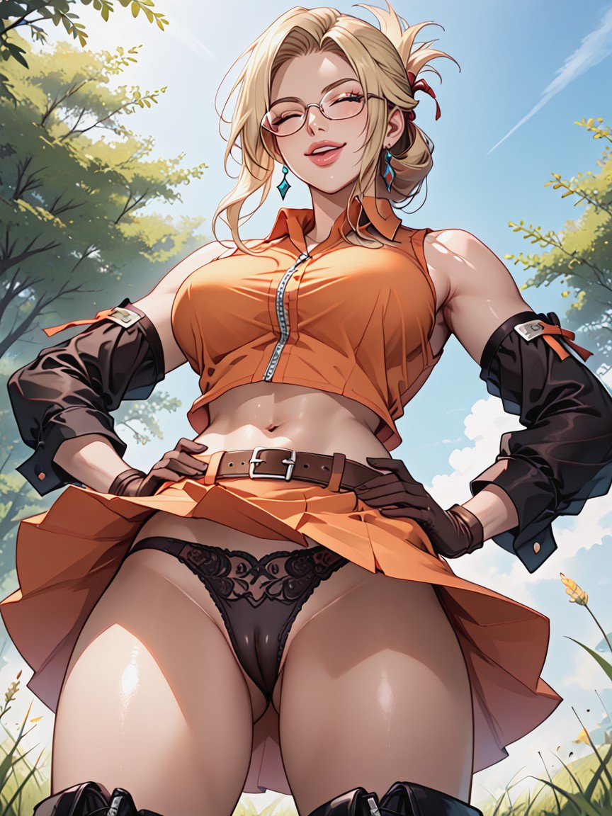 Bottom Up (upskirt), Expressive Eyes, Beautiful Face Hentai AI Porn