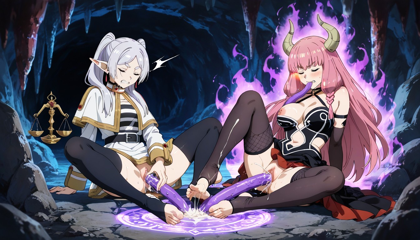 2 People, Dildo Ride, Cum Hentai AI Porn