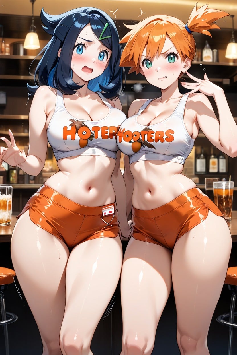Exposed Navel, Sexy Confident, Duo Hentai AI Porn