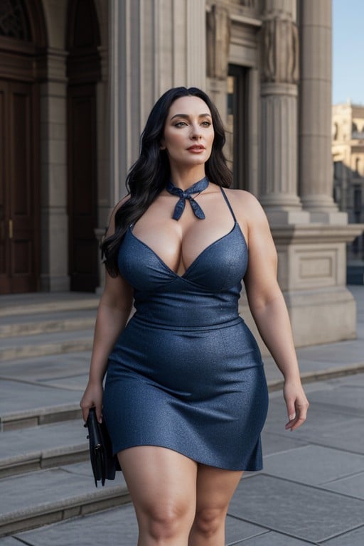 And Powerful Thighs, Blue Line Skirt, Soft Cinematic Lighting AI Porn