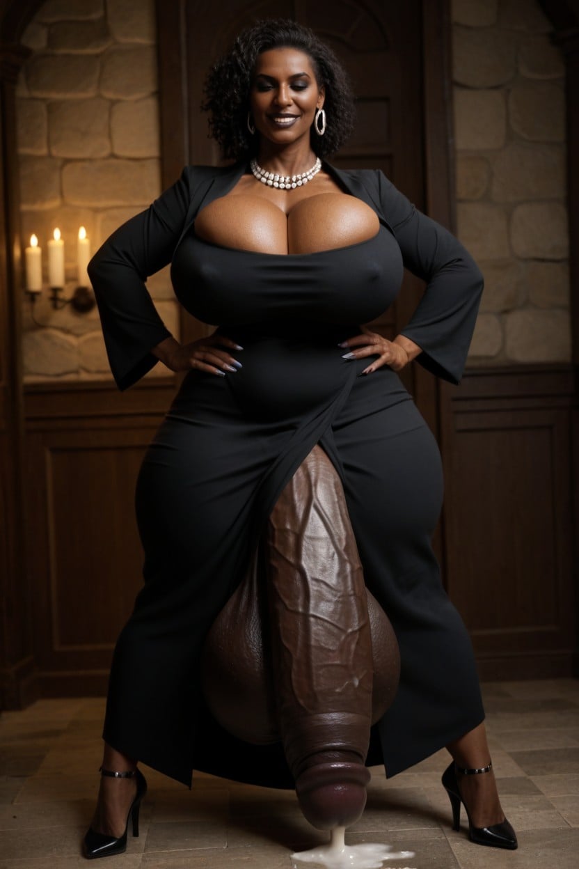 Flaccid Penis, Midnight Black Skin, Evil Milf Shemale AI Porn