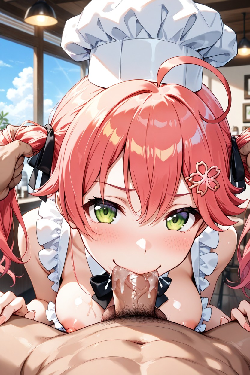 Man Grabbing Her Hair, Bare Shoulders, Bangs Hentai AI Porn