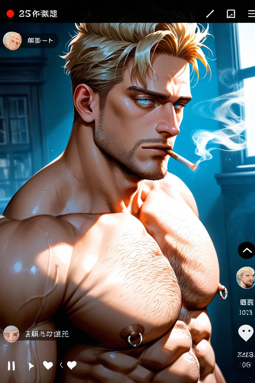 Upper_body, Facial_hair, Pectorals ゲイAIポルノ