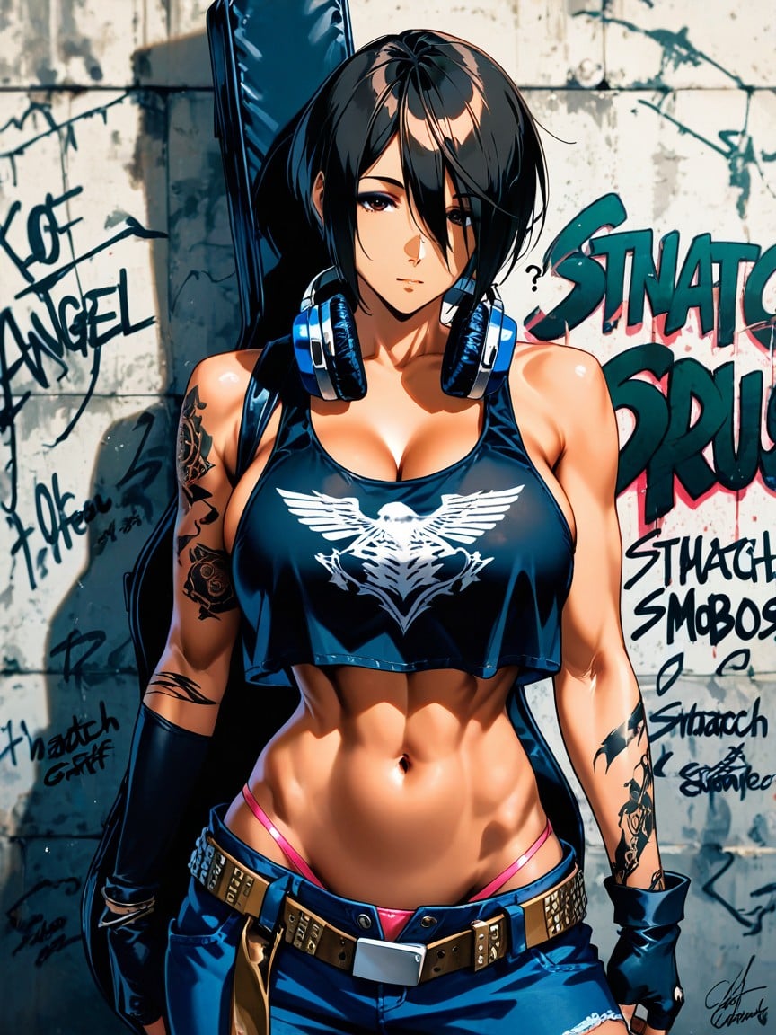 Snatched Toned Waist, Navel Exposed, Large Rounded Breasts Hentai AI Porn