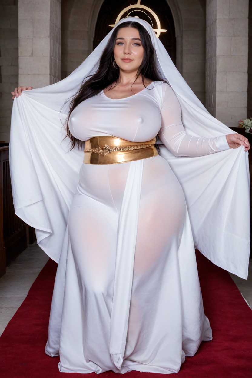 White Cloak, In A Beautiful Church, Gold Halo AI Porn