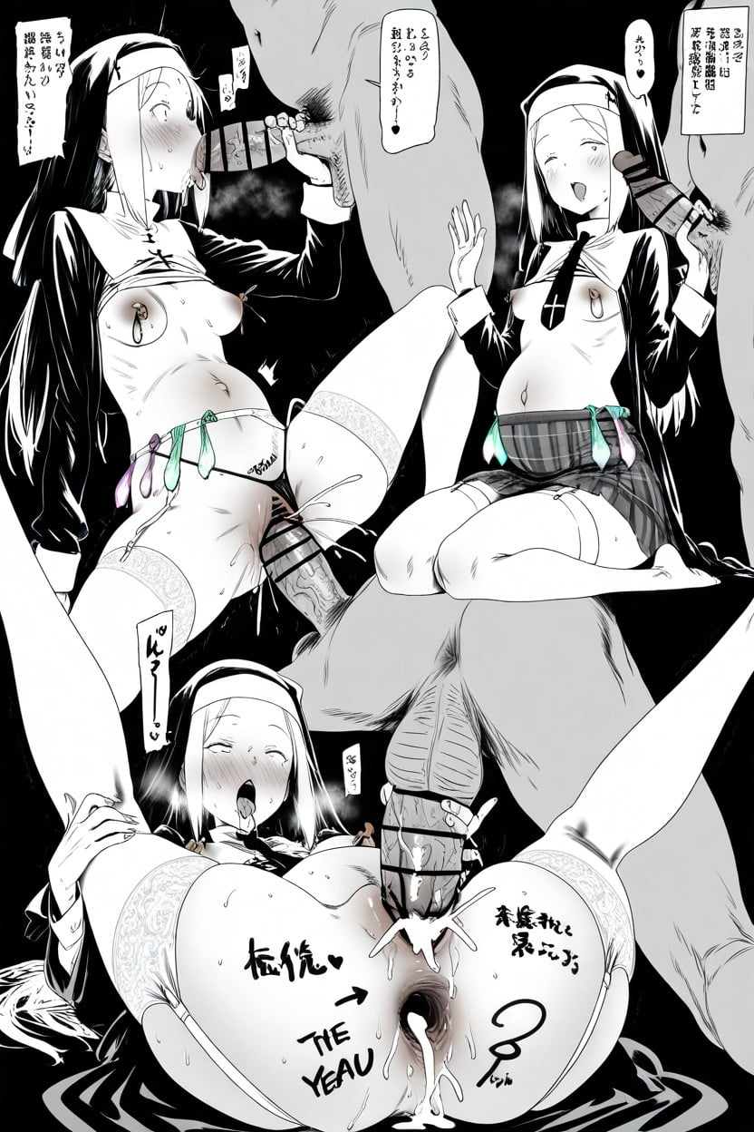 White Hair, Gushing, Garter Belt Hentai AI Porn