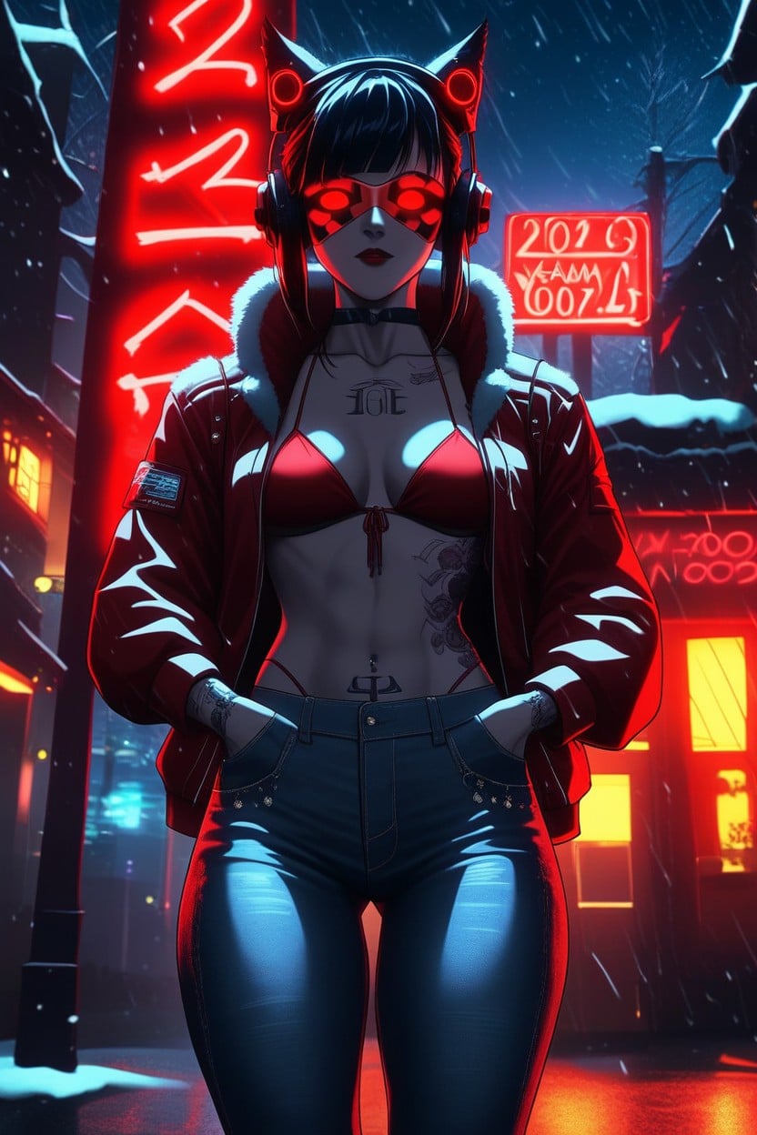 Skinny, On The Roof, Big Moon Hentai AI Porn