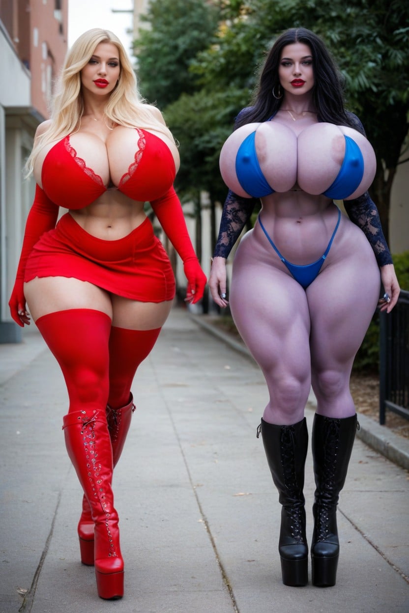 Platform High Heels, Muscular Striated Thighs, Pretty Face Shemale AI Porn