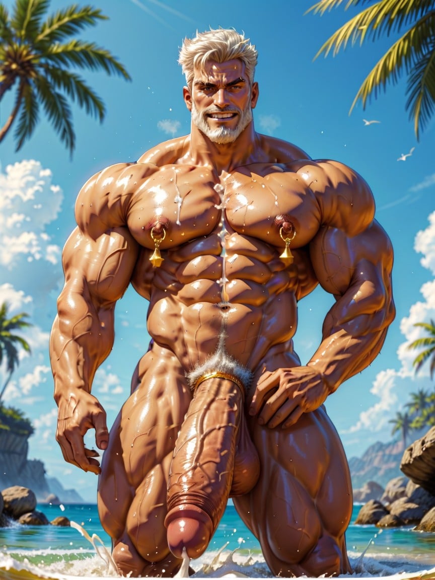 Octane Render, Ojos Medio Cerrados, Oiled Skin Porno gay IA