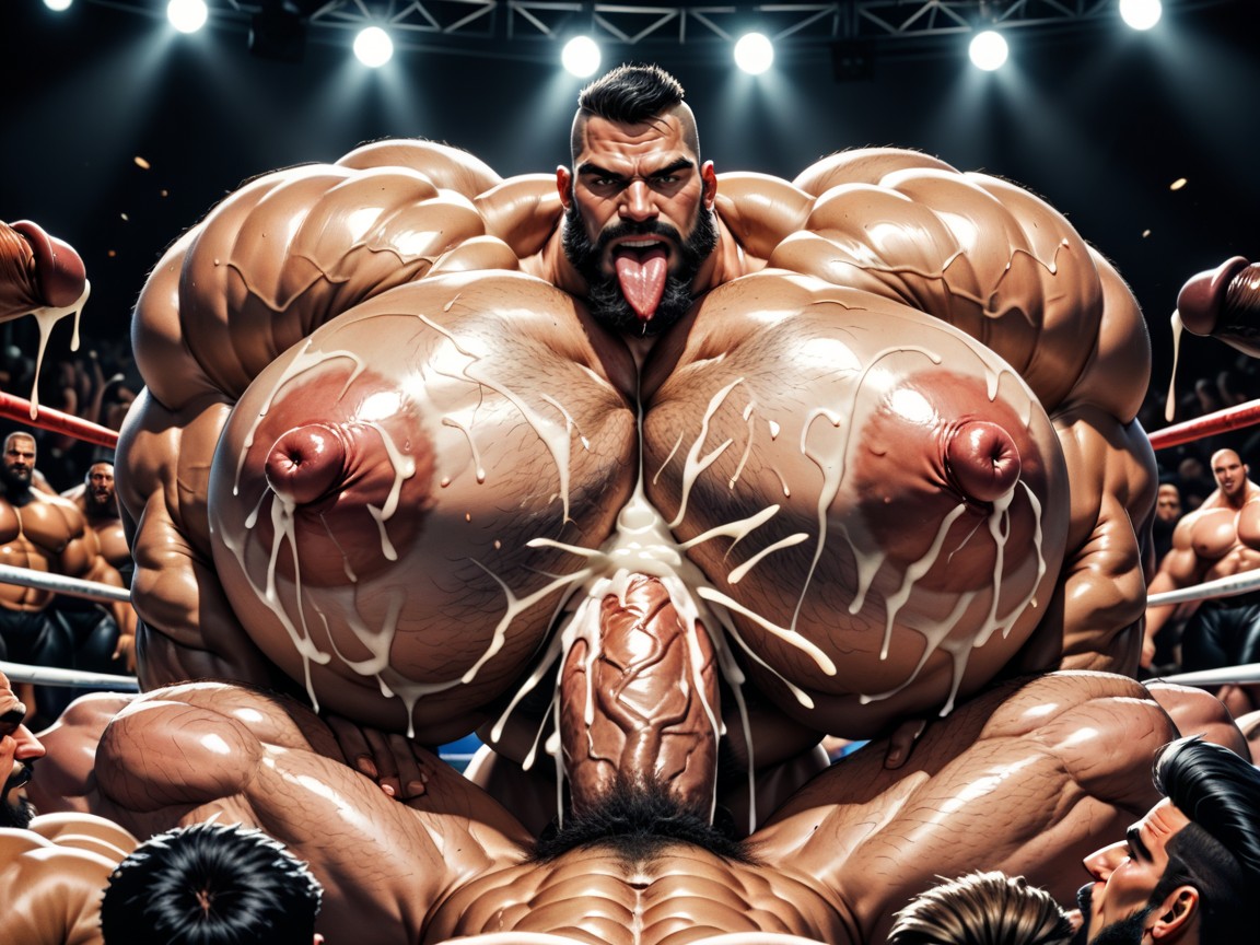 Huge Hyper Nipples, Massive Muscles, Shaved Heads AI Porn