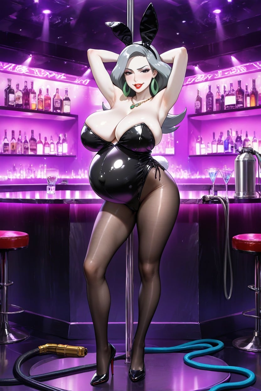 Leotard, Leather Bunny Suit, Colossal Breast Implants AI Porn