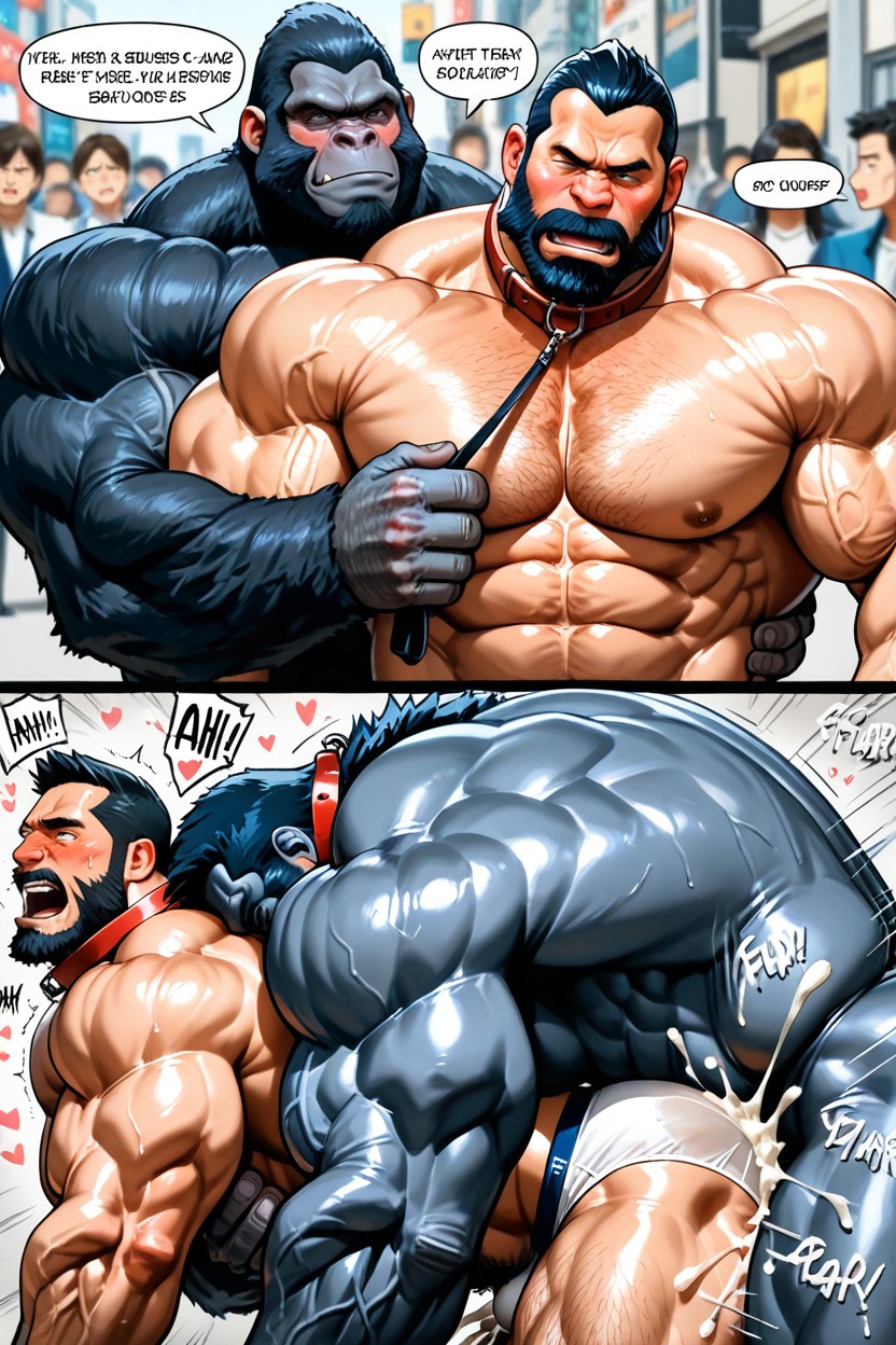 Bara Manga, Bearded Hairy Man, Asqueada Porno IA Gay