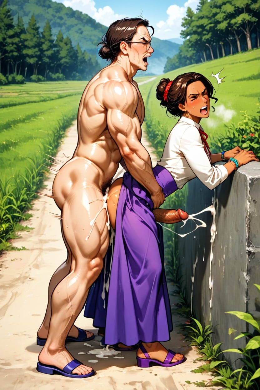 Futa Big Cock, Purple Maxi Skirt, Big Muscles Hentai AI Porn