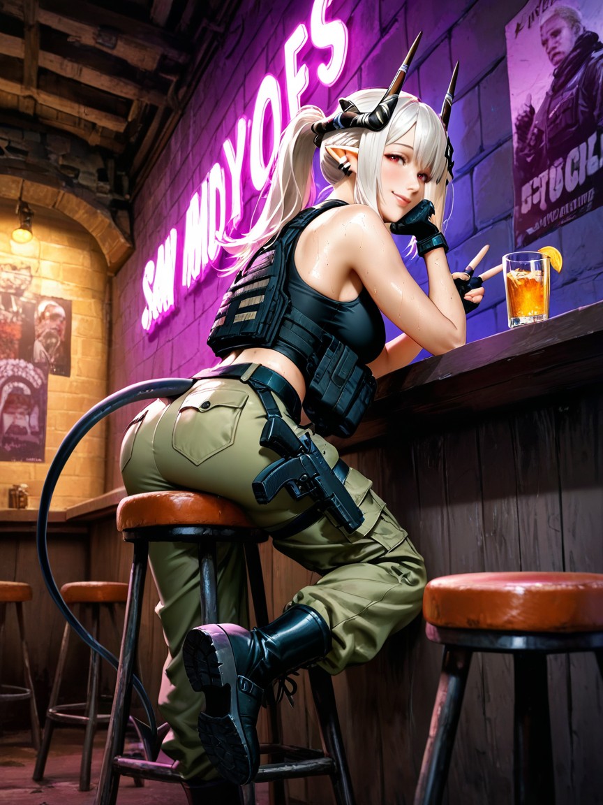 Olivier Ledroit Style, Neon, Sexy Pose Hentai AI Porn