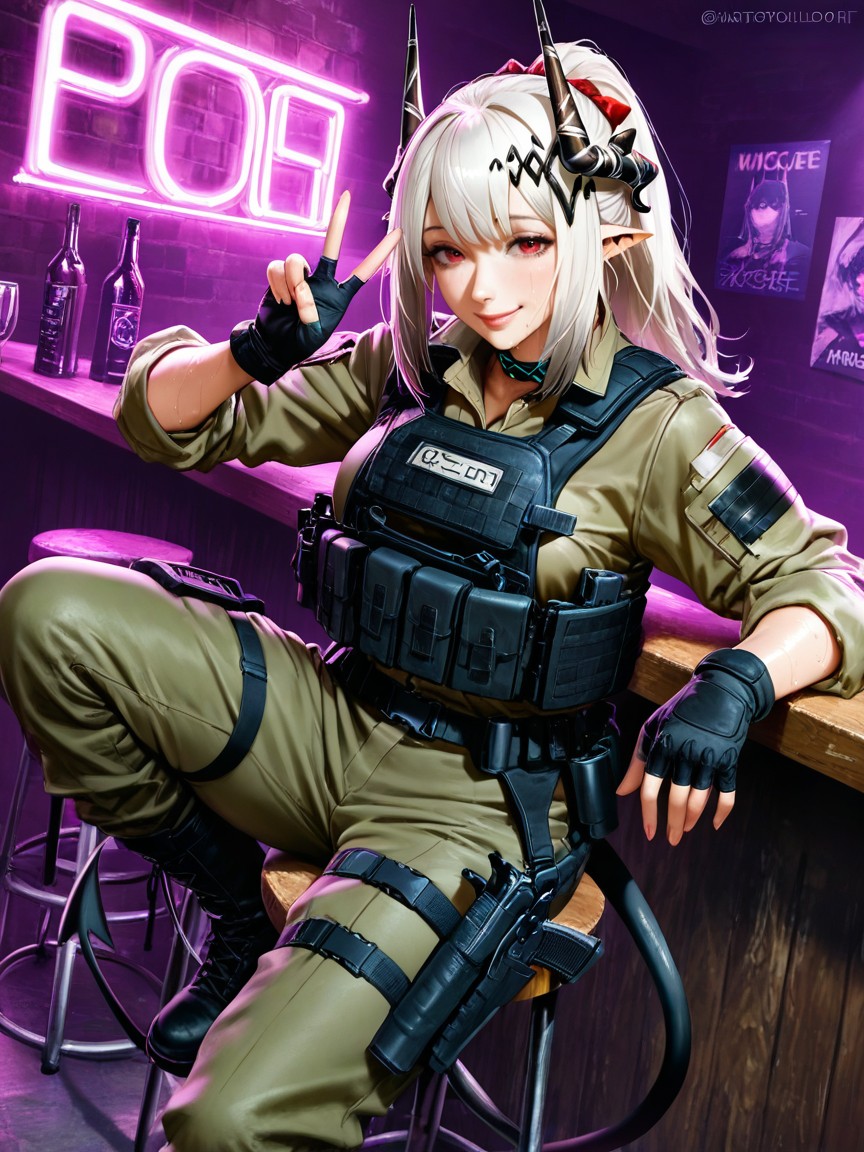 Realistic Art Style, Blushed Cheeks, Mudrock From Arknights Hentai AI Porn