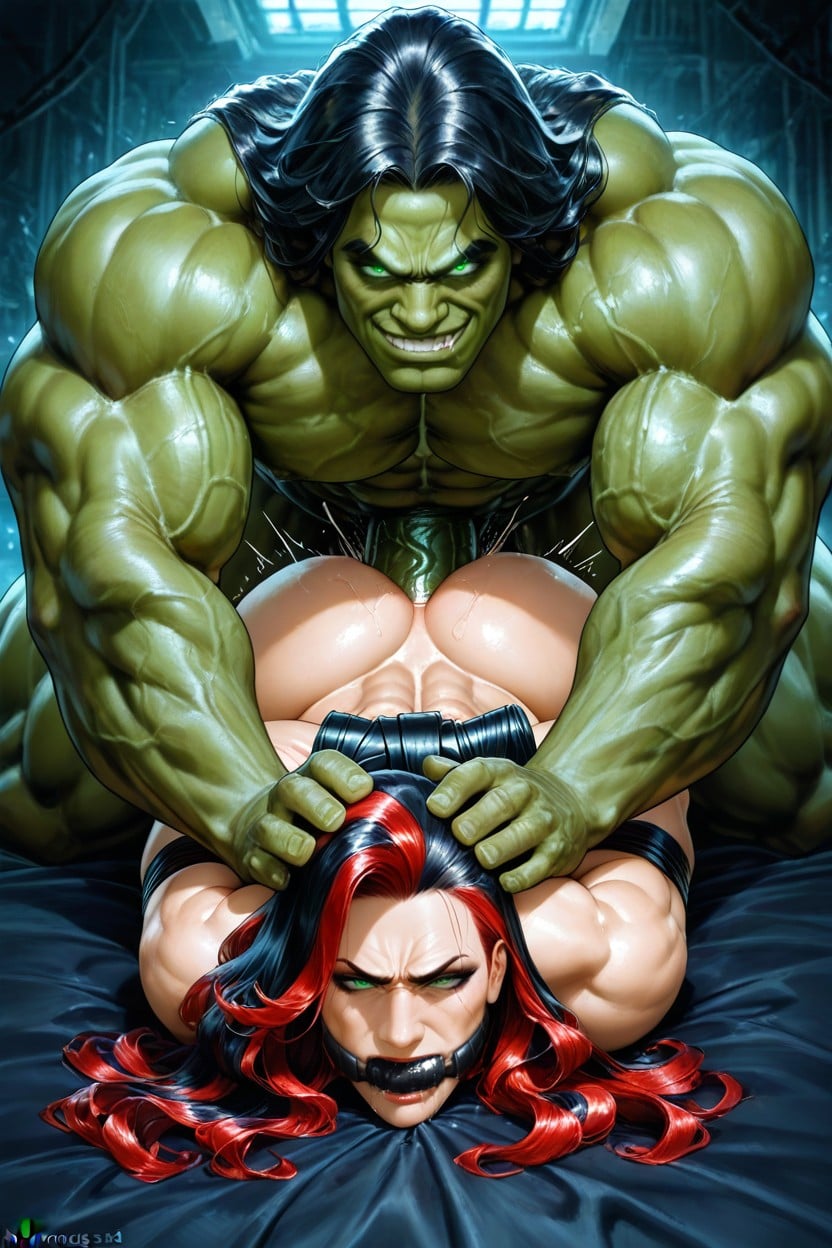 Pushing Head Down, Black Widow Completely Nude, Black Widow Getting Fucked By The Hulk Hentai AI Porn