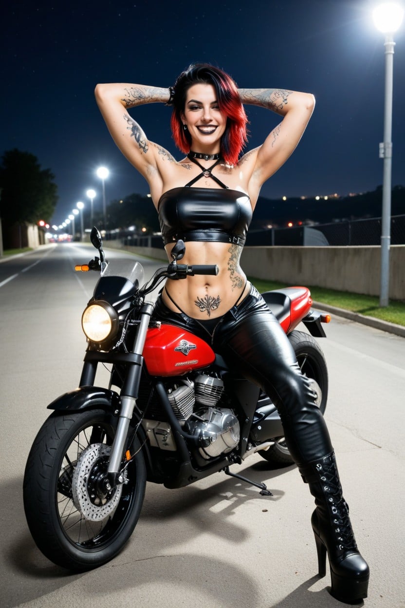 Gothic Platform Boots, Red Hair, Sweaty AI Porn