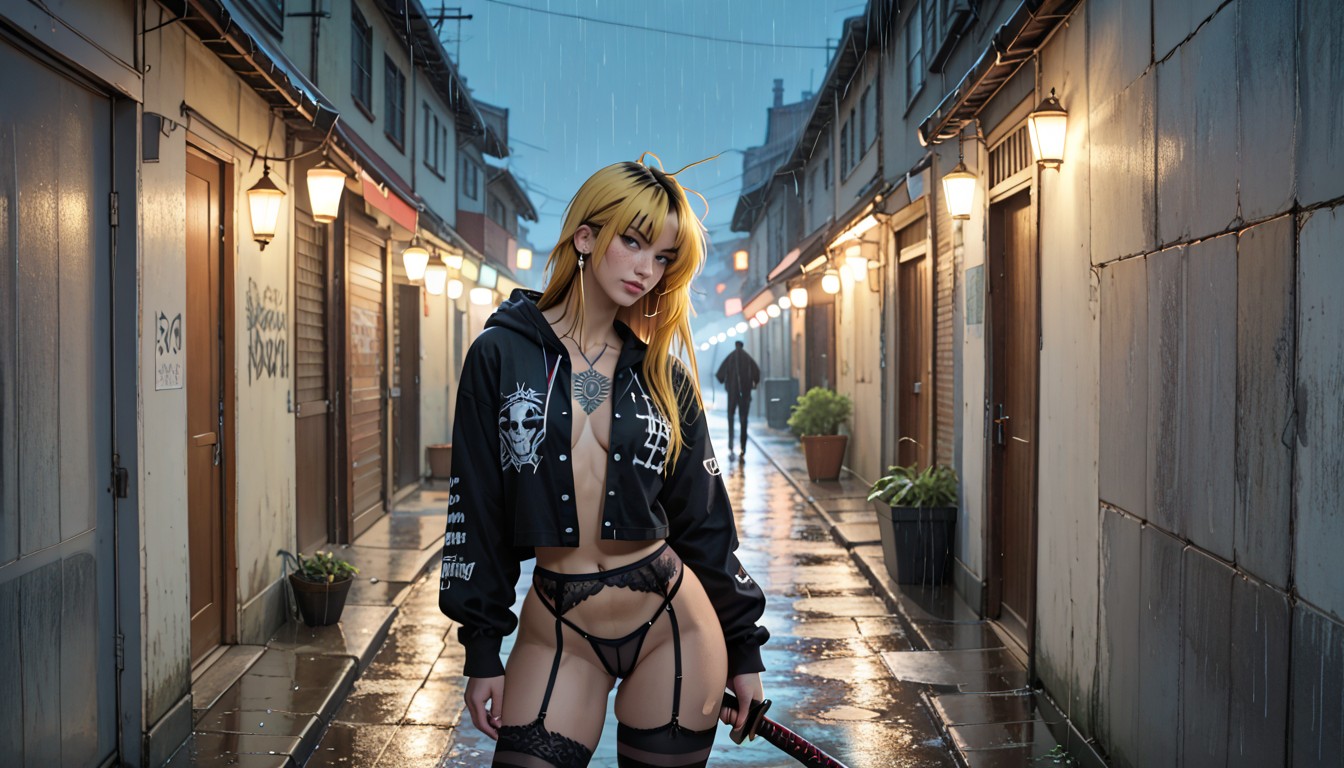 Fluffy Bangs, Lucky Star Artstyle, Open Clothes AI Porn