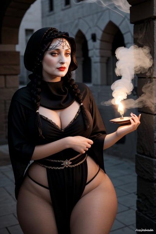 Leg Warmers, Thick Traditional Arabic Braids, Steaming From Watter AI Porn