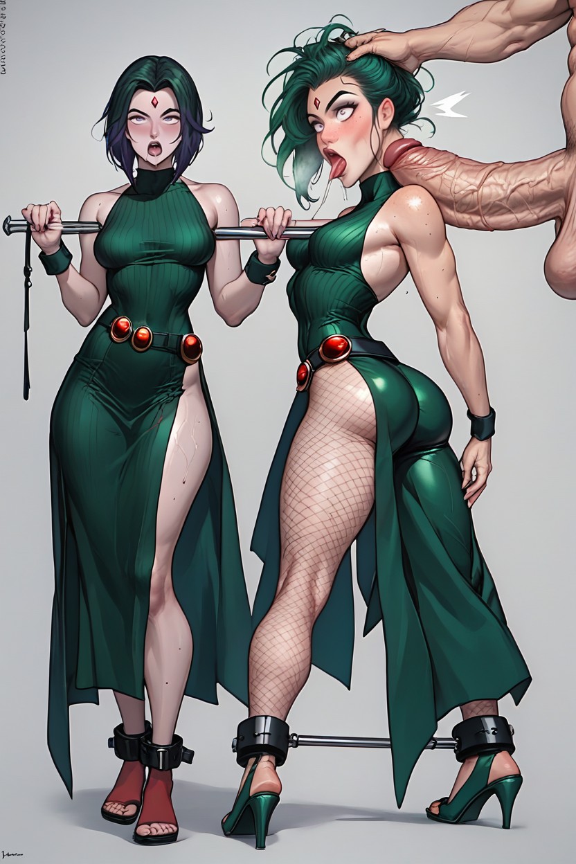 Rounded Ass, Raven With Green Hair, Heart Bubbles AI Porn