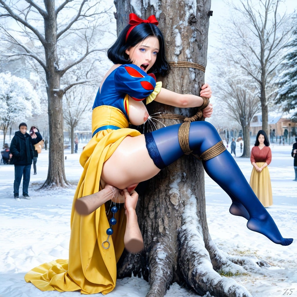 Anal Fisting, Surprised, Snow White Tied To A Tree With Her Legs Spread AI Porn