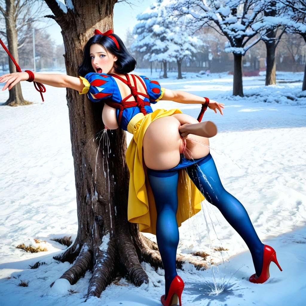 Squirt, Snow White Wearing Blue Stockings, Shibari AI Porn