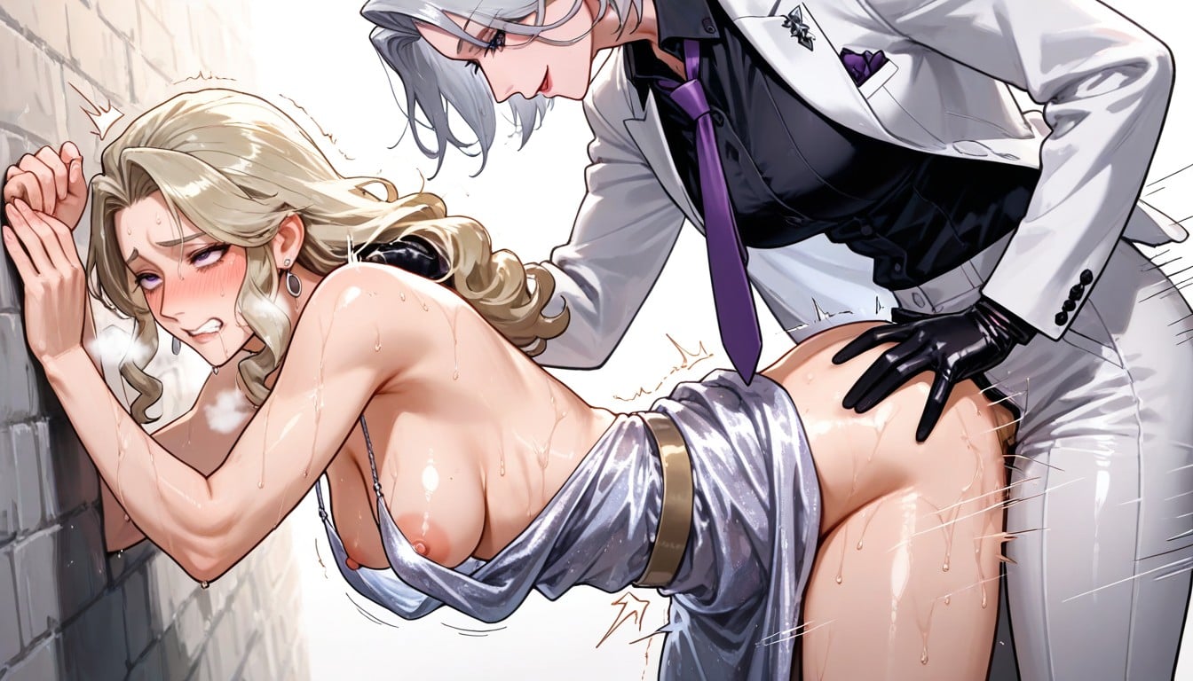 Female Long Wavy Blonde Hair, Rough Sex, Silver Boyish Hair Hentai AI Porn