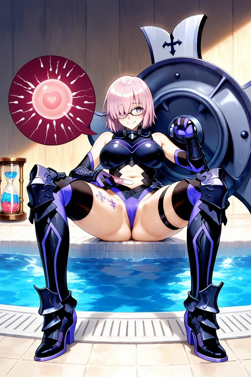 Full Body, Voluptuose Figure, Purple Thong Hentai AI Porn